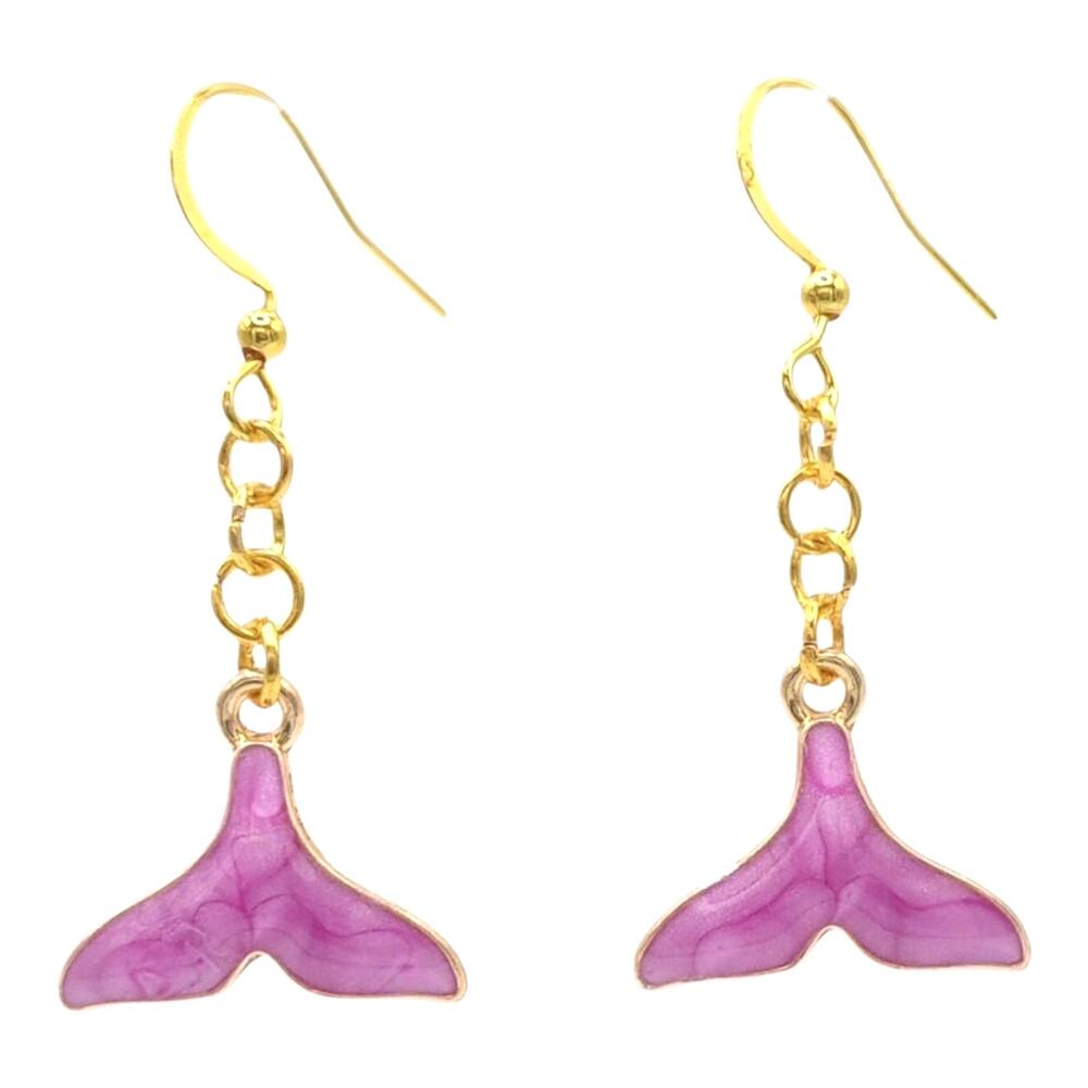 Purple Mermaid Tail Earrings Ocean Jewelry Drop Earrings Gift for Beach lover